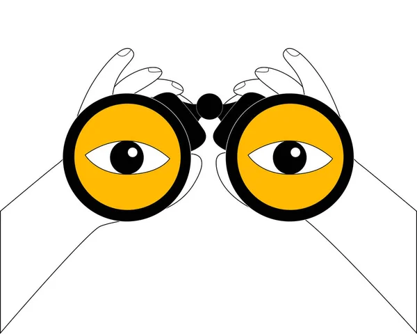 Hands Holding Binoculars Funny Vector Icon Design Animation Theme Search — 图库矢量图片