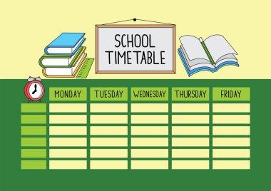 Lesson schedule template or school timetable, ready to print