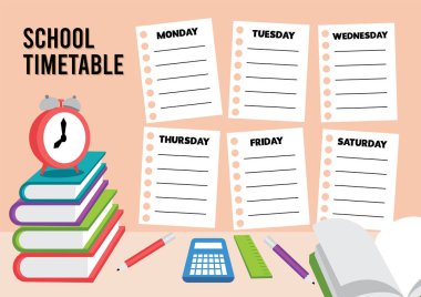 Trendy school timetable or lesson schedule template
