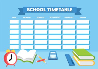 School timetable or lesson schedule template, ready to print