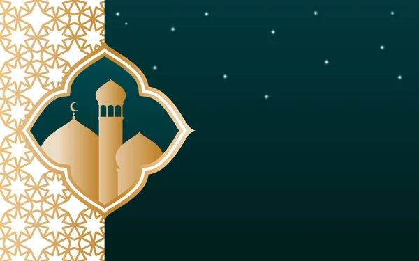 Векторная Карта Рамадана Карима Трехмерной Мечетью Арабским Узором — стоковый вектор