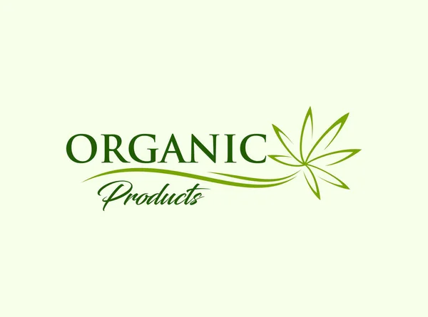 Organic Products Hemp Leaf Logo Design Concept — Stock Vector