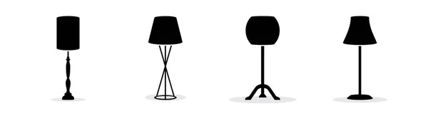 Ensemble Icônes Lampe Debout Glyphe Massif Style Couleur Échelle Plate — Image vectorielle