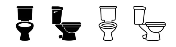 Set Toilet Seat Icon Outlined Editable Stroke Solid Glyph Flat — стоковый вектор