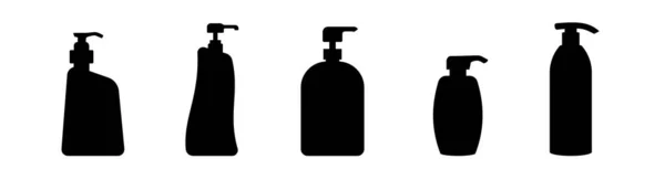 Flaschenspender Icon Set Mit Flaschen Stylisten Design Element Flaches Massives — Stockvektor