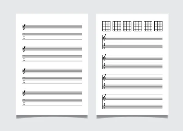 Griglia Carta Musica Notazione Modello Tablature Chitarra Formato — Vettoriale Stock
