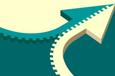 Takım çalışması veya birlik ile ilgili fermuar biçimli ok birleşmesi.