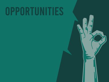 Tamam metin alanı ile fırsatlar el işareti.