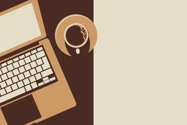 Laptop ve kahve masanın üstünde.