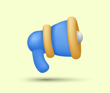Yayınlama veya bilgiyle ilgili sevimli 3B biçim megafon simgesi