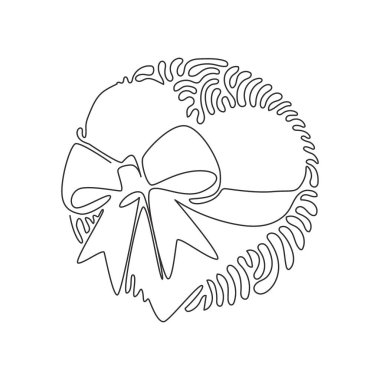 Kurdeleyle kalbi çizmeye devam et. Aşk simgesi simgesi nesne sembolü. Gradyan vektör illüstrasyon klibi sanat tasarımı karikatürü. Kıvrımlı kıvrımlı çember arka plan tarzı. Tek çizgi çizme tasarım vektörü