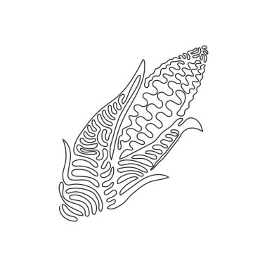 Tek sıra halinde mısır koçanlarını çekiyorlar. Yüksek şeker içerikli taze sebze. Olgunlaşmamış hasat. Kıvrımlı kıvrımlı. Dinamik bir çizgi çizer grafik tasarım vektörü çizer