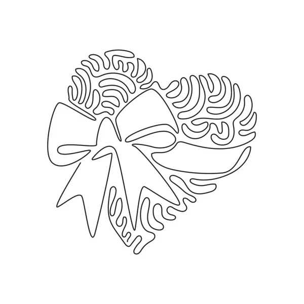 Безперервна Одна Лінія Малює Серце Стрічкою Люблю Символ Єкта Емодзі — стоковий вектор