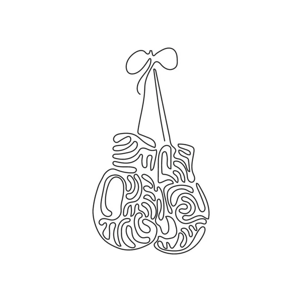 Single Continuous Line Drawing Boxing Glove Hanging Lace Boxer Sportswear — Stock Vector