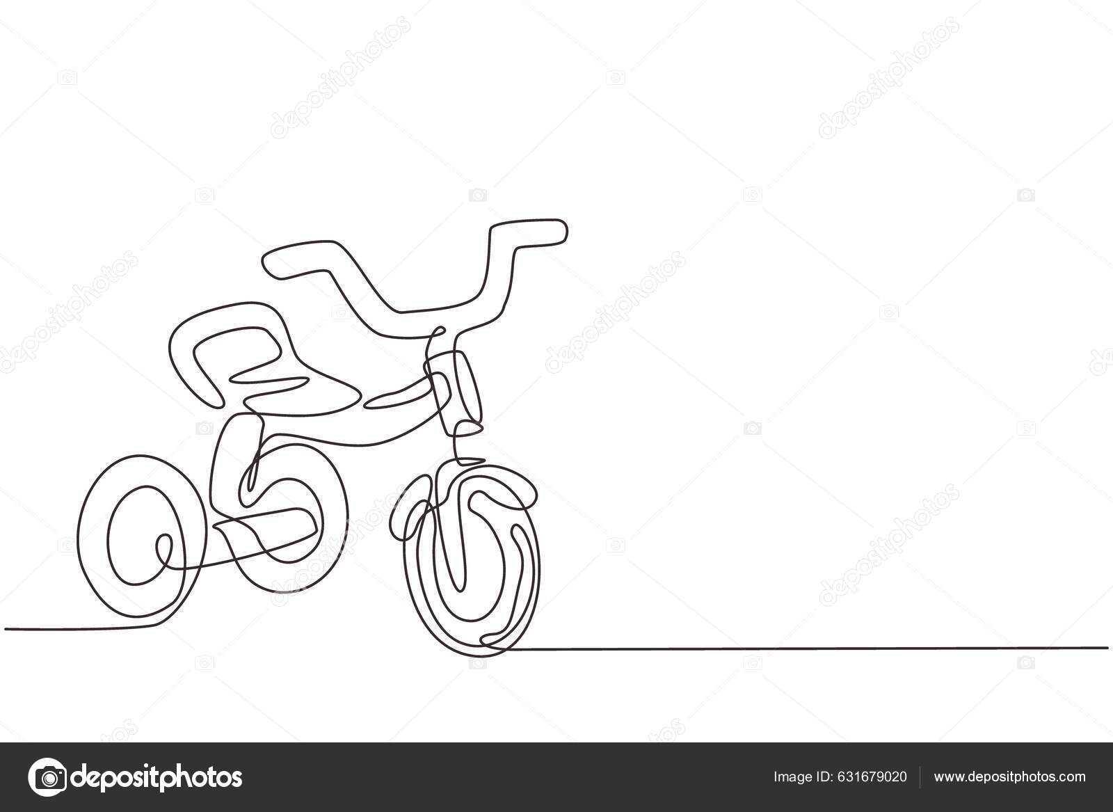 Single One Line Drawing Kids Tricycle Children Tricycle