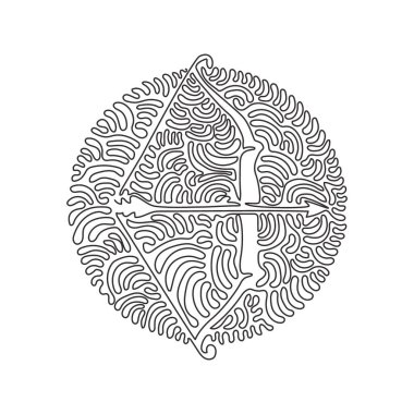 Arrow 'u çeken ve Hint okçuluğunu yapan tek çizgi. Yerli uzun yay savaşçısı ya da av ekipmanı. Kabile ahşap zırhı. Kıvrımlı kıvrımlı çember arka plan tarzı. Dinamik bir çizgi çizme grafiği