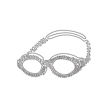 Tek sıra halinde yüzmek için bardak çekiyorlar. Yüzme gözlükleri. Profesyonel yüzme ekipmanları. Plaj objesi. Kıvrımlı kıvrım konsepti. Dinamik bir çizgi çizer grafik tasarım vektörü çizer