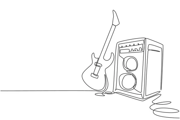 Amplifikatörlü Tek Bir Elektro Gitar Hattı Rock Müzik Sahne Arkasını — Stok Vektör