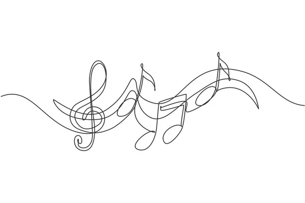 单行连续画音乐符号 一种线性简约风格的音乐符号 流行的抽象波曲调 矢量草图的声音 单线绘图平面设计 — 图库矢量图片