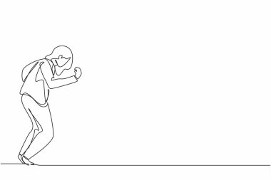 Tek sıra halinde mutlu iş kadınlarını selamla ve hareketi yap, evet. Ofis çalışanı şirket projesinin başarısını kutluyor. Başarılı bir zafer. Bir çizgi çizimi grafik tasarım vektör çizimi