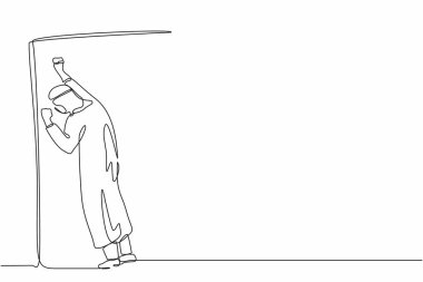 Sürekli ağlayan Arap işadamlarının çizdiği tek sıra fırsatını kaybetti. Depresyondaki ofis çalışanı duvarda feryat ediyor işini kaybediyor. Depresyon bozukluğu, keder. Bir çizgi grafik tasarım vektörü