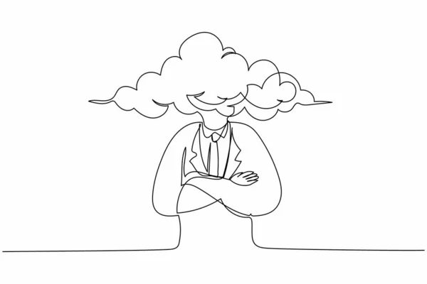 Jednoduchá Souvislá Čára Kreslení Cloudové Hlavy Podnikatel Muž Prázdnou Hlavou — Stockový vektor