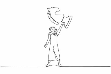 Arap işadamının at satrancı taşını tek bir satırda çizmesi. Başarılı girişimcilik taktikleri, stratejileri, iş dünyasındaki üstünlükleri. Aralıksız çizgi çizimi tasarım grafik vektör çizimi