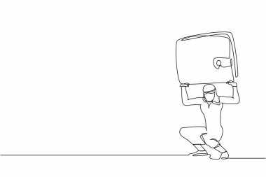 Sırtında ağır cüzdan taşıyan Arap bir işadamını çiziyor. Stresli işçi iflas etmiş hissediyor, parası yok. Salgın nedeniyle mali kriz var. Bir çizgi tasarımı vektör illüstrasyonu