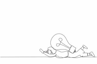 Mutsuz iş kadınını ağır ampul yükü altına çeken tek sıra. İş başarısızlığından, tükenmeden ya da krizden bitkin düştükten sonra ilham gelmesin. Bir çizgi tasarımı vektör illüstrasyonu