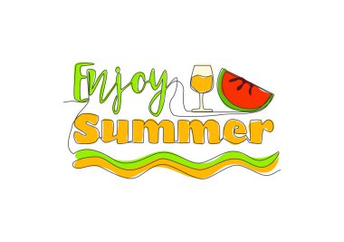 Sevimli ve havalı bir bayram tipografisinin aralıksız çizimi. Baskı, kart, pankart, poster için kaligrafik tasarım. Bir çizgi çizimi grafik tasarım vektör çizimi