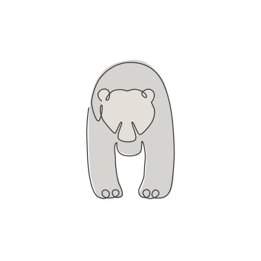 Şirin bir boz ayı çizimi şirket logosu kimliği için. Vahşi memeli hayvan formundan şirket simgesi konsepti. Moda sürekli çizgi çizimi vektör tasarımı illüstrasyonu