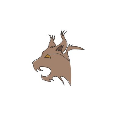 Şirketin logo kimliği için kızgın vaşak kafası çizilmiş. Ulusal hayvanat bahçesi ikonu için büyük kedi avcısı maskotu konsepti. Modern sürekli çizgi çizimi tasarım vektörü grafik çizimi