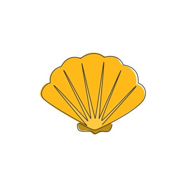 Çin lokantası logosu kimliği için tek bir çizim. Taze deniz ürünleri ikonu için deniz kabuğu maskotu konsepti. Modern sürekli çizgi çizimi tasarım vektörü illüstrasyonu