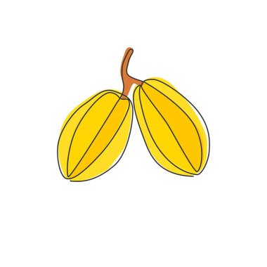 Starfruit Meyve Bahçesi logosu kimliği için sağlıklı organik tek bir çizim. Bahçe ikonu için taze yıldız meyve konsepti. Modern sürekli çizgi grafik çizimi tasarım vektörü çizimi