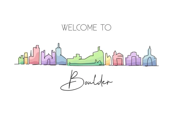 Eine Einzige Linie Zeichnet Die Skyline Der Stadt Boulder Colorado — Stockvektor