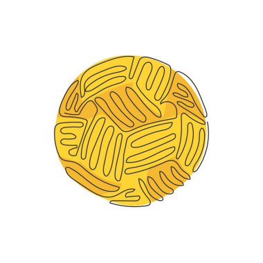 Sepak Takraw topu ya da rattan topu çeken tek çizgi. Makas tekmesi. Takım sporu kavramı, Asya spor oyunu, ruh. Kıvrımlı kıvrımlı. Aralıksız çizgi çizimi tasarım grafik vektör çizimi