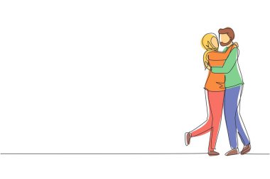 Tek sıra halinde birbirini seven bir Arap çifti öpüşüp kucaklıyor. Öpüşen ve el ele tutuşan aşıklar. Mutlu adam ve kadın evlilik yıldönümünü kutluyor. Bir çizgi çizimi grafik tasarım vektörü