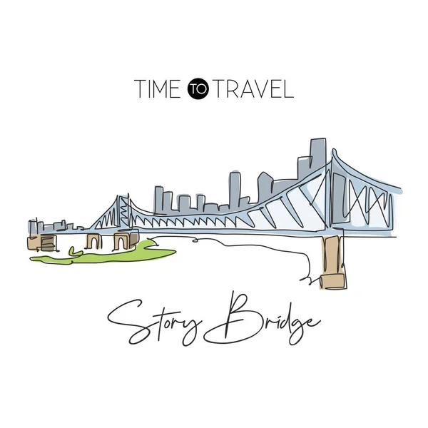 스토리 브릿지 랜드마크는 하나의 그림이다 브리즈번에서 세계적으로 상징이지 관광용 포스터인 — 스톡 벡터