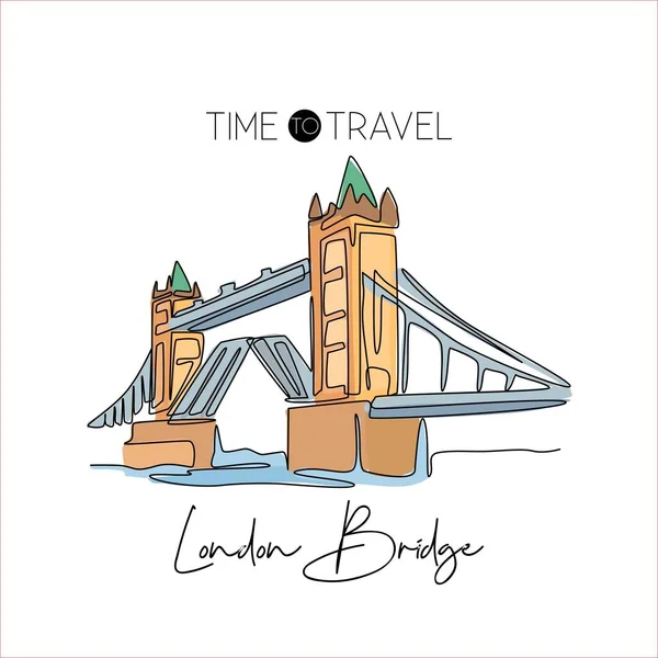 Singel Linje Ritning Tower Bridge Landmärke Historisk Ikonisk Plats London — Stock vektor