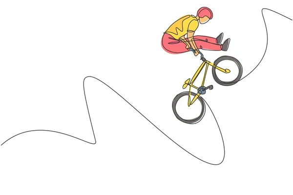 Bmx 자전거를 사람을 그림은 스케이트 파크에서 묘기를 부린다 익스트림 스포츠 — 스톡 벡터