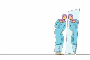 Kızgın bir Arap iş kadınının ayna yansıması ile savaştığı bir çizgi. Kızın iç çatışması, akıl sağlığı sorunları var. Taciz ve kendi kendine şiddetten muzdarip. Tek çizgi çizme tasarım vektörü