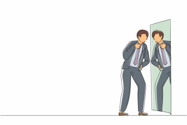 Öfkeli işadamlarının ayna yansıması ile kavga etmelerini sağlayan bir çizgi. Öfkeli adamın iç çatışması, akıl sağlığı sorunları var. Taciz ve kendi kendine şiddetten muzdarip. Tek çizgi çizme tasarım vektörü