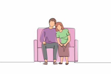 Tek sıra halinde, üzgün kadını teselli eden adamı çiziyor. Duygusal bunalımda olan erkek destekleyici kadın. Koca, kadınını teselli eder. Bir çizgi grafik tasarım vektör çizimi