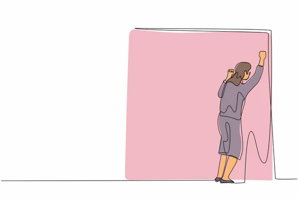 Continu Une Ligne Dessinant Femme Affaires Pleurer Triste Perdu Son — Image vectorielle