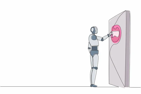 Однолинейный Робот Рисует Абстрактную Картину Стене Развитие Технологий Будущего Искусственный — стоковый вектор
