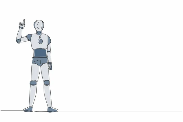 Simple Trait Continu Robot Doigt Index Geste Vers Haut Émotion — Image vectorielle