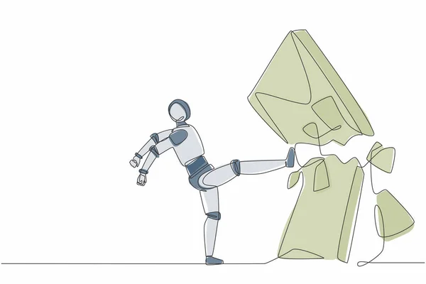 Robot Dessin Continu Une Ligne Faisant Kung Karaté Pour Détruire — Image vectorielle