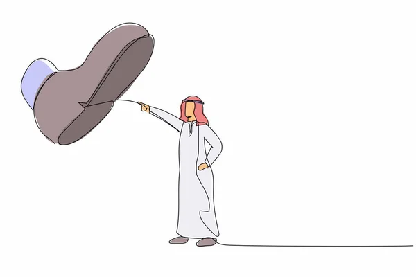 Ständig Eine Linie Die Mutige Arabische Geschäftsleute Vor Riesige Schuhe — Stockvektor