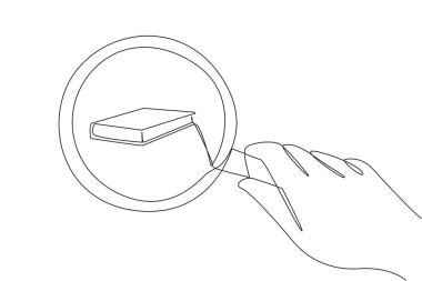 Tek bir çizgi, büyüteçle büyüteç tutan büyük el çizimi kitabı. Bir dedektif gibi, girişimci de iş büyütmek için kitap arıyor. Devamlı çizgi tasarımı grafik çizimi
