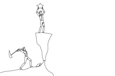 Bir çizgi, bir yıldızı kaldıran bir iş adamını çekiyor. Başarıyı içten içe yiyip bitiren kıskanç bir arkadaş. Hain. Devamlı çizgi tasarımı grafik çizimi